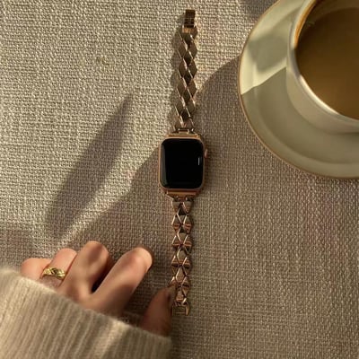 小菱格顯瘦金屬 apple watch錶帶6