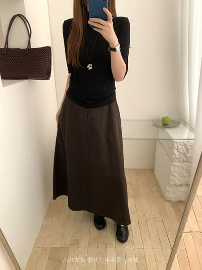 簡約舒適莫代爾半高領七分袖上衣8