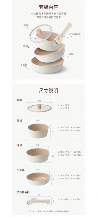 韓國Arisu可拆卸IH陶瓷99.9%抗菌不沾鍋具5件組-L號4