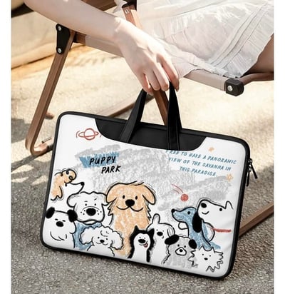 狗狗大聚會 小狗們插畫風多功能旅行電腦包2