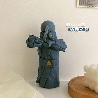 莫蘭迪純慾色系五折手動晴雨傘 便攜防曬傘UV防紫外線遮陽傘5