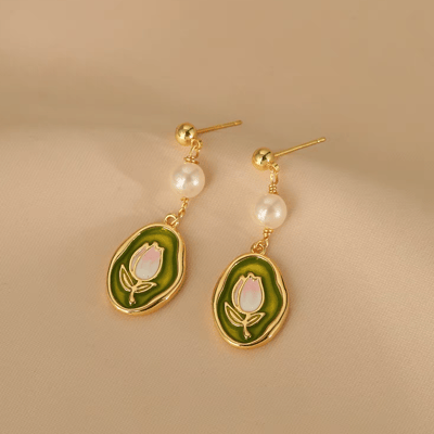 輕奢設計感油畫風耳環四入組5