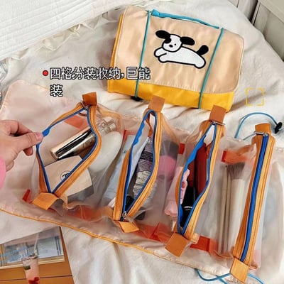 可愛修狗兩款  299免運特價 四合一折疊化妝包分網紗收納掛袋    現貨免運7