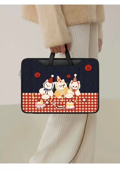 派對帽 三小貓生日派對插畫風多功能旅行電腦包2