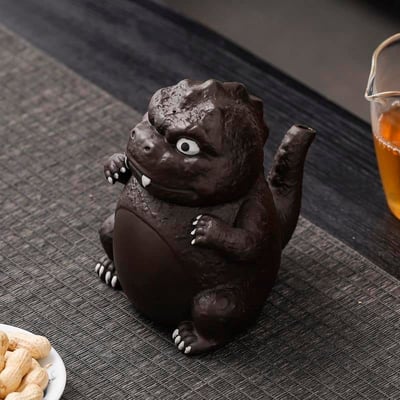 風鳴哥吉拉創意泡茶紫砂壺6