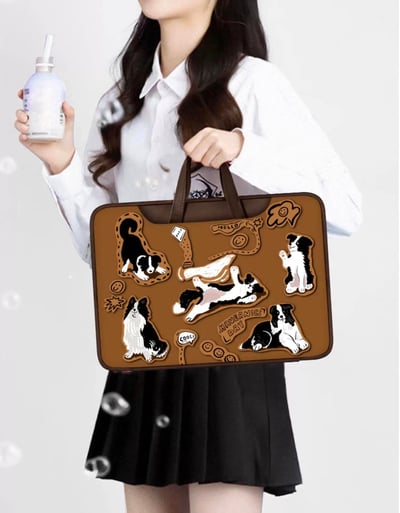 我愛邊牧 可愛牧羊犬拼貼風多功能旅行電腦包4