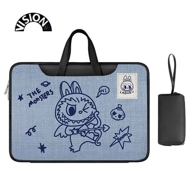 丘比特拉布布 Labubu牛仔色多功能旅行電腦包4