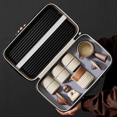 汝窯米黃色側把手功夫茶具套裝4