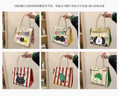 可愛便當保溫袋大容量學生午餐袋  防水鋁膜手提飯盒包13