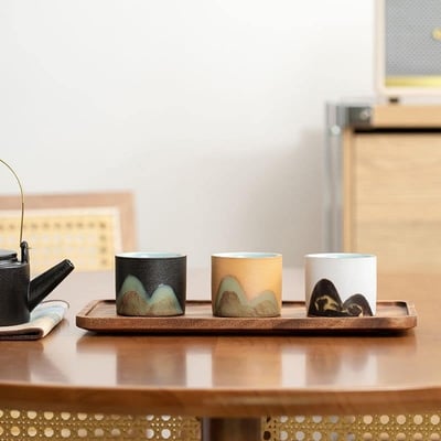 富春山居 禪黑手繪遠山茶杯功夫茶具三組9