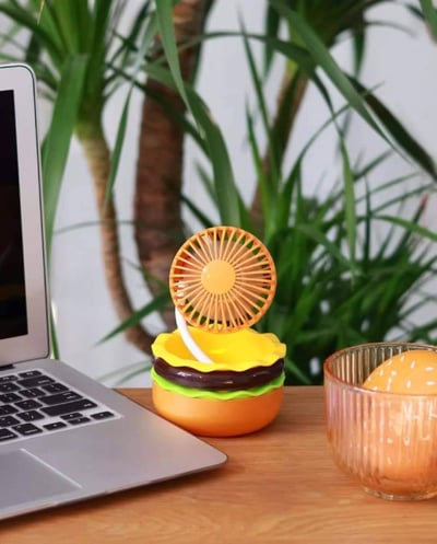 可愛漢堡美妝鏡小風扇   現貨免運7