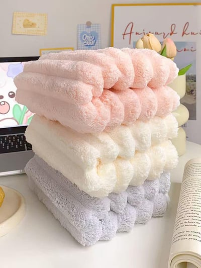 該換浴巾了～糖果條紋加厚珊瑚絨浴巾5