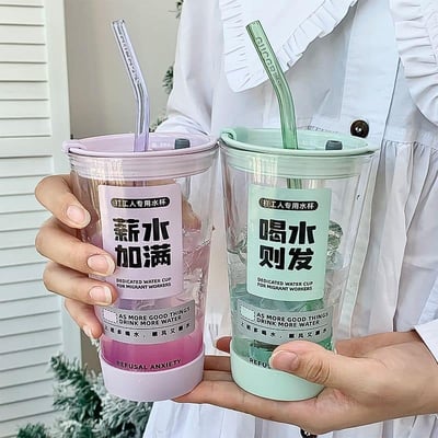 薪水加滿 創意文字1+1大容量水杯套組4