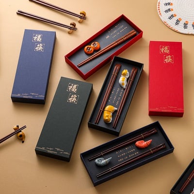 中國風實木防滑筷兩雙組禮盒 質感餐桌的儀式感小物2