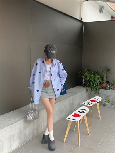 韓版愛心印花長袖襯衫3