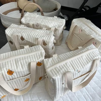 Ins風大容量可愛刺繡手提媽咪包   老虎 現貨免運2