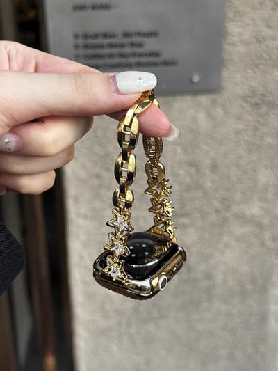 星星帶鑽設計感金屬蘋果錶帶7