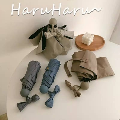 莫蘭迪純慾色系五折手動晴雨傘 便攜防曬傘UV防紫外線遮陽傘1