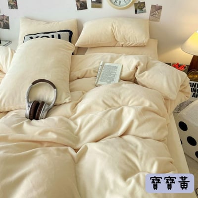 日係純色系牛奶絨四件套床包組8