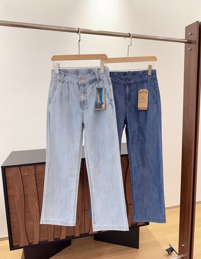 韓國訂單款超薄夏季闊腿牛仔褲1