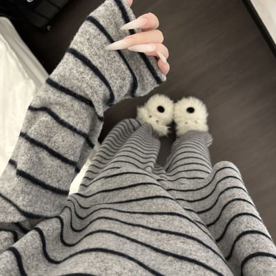 德絨雲感條紋家居套裝5