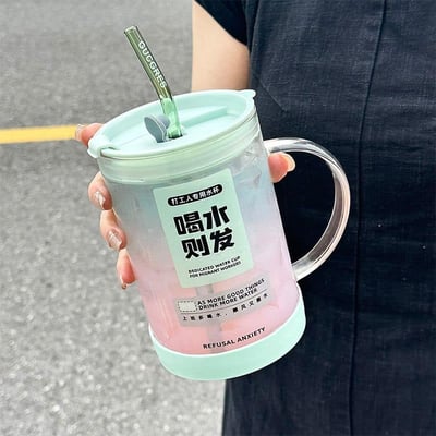 多款創意文字升級版玻璃水杯 超級大容量水杯套組6