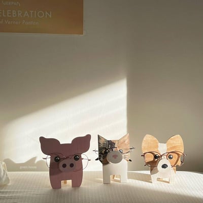 創意木質擺飾動物眼鏡收納 桌面木製工藝眼鏡展示架8