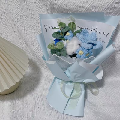 手作鉤針編織花束玫瑰郁金香 針織花束成品6