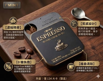 韓國 I'MINT 濃縮義式咖啡木糖醇咖啡糖 32g5