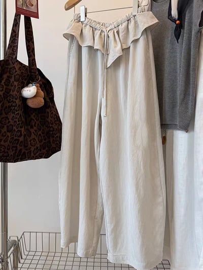 俏皮小裙擺抽繩寬鬆長褲4