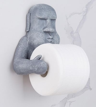 創意復活島摩艾石像免打孔紙巾架1