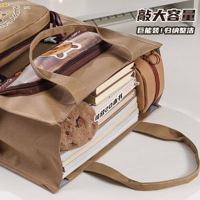 幸運卡皮多功能補習包 大容量耐用帆布手提斜背袋8