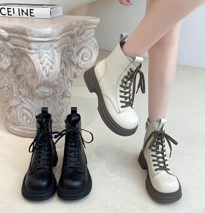 百搭英倫風復古厚底短靴4