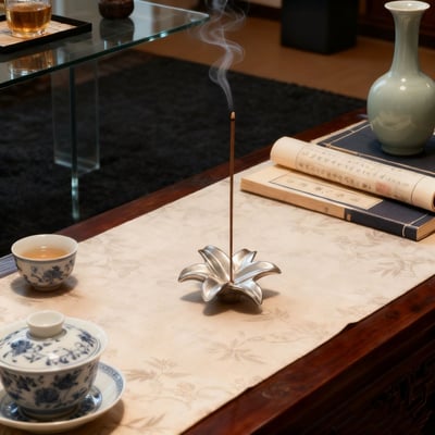 新中式百合香插古風線香座 高級質感家用香薰底座2