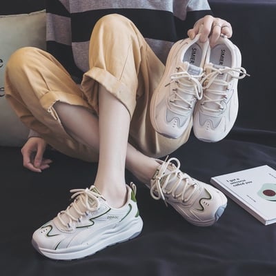 綠色邊運動風老爹鞋   36現貨免運1