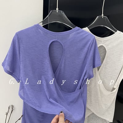 夏季竹節紗透氣美背T恤9