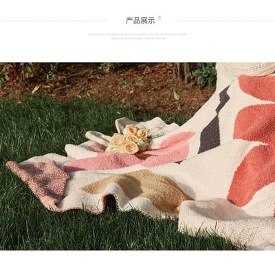 北歐風半邊絨花卉圖案舒適毛毯被6