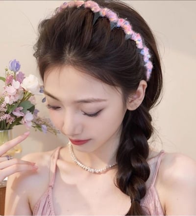 彩色毛絨絨針織波浪發箍2