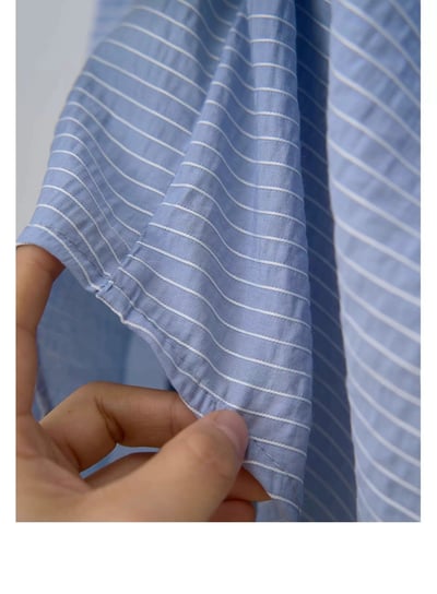 慵懶感滿分 春夏空調衫外搭 條紋肌理長版襯衫3