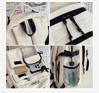 新款大容量雙肩包 初高中＆小學高年級適用 附可愛玩偶掛飾四色可選15