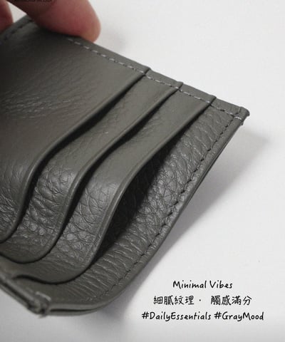 INS極簡風 頭層牛皮一片式卡夾2