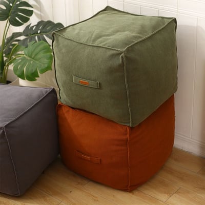 懶人舊衣收納坐墩布套 一坐一收納・可機洗絨布矮凳6