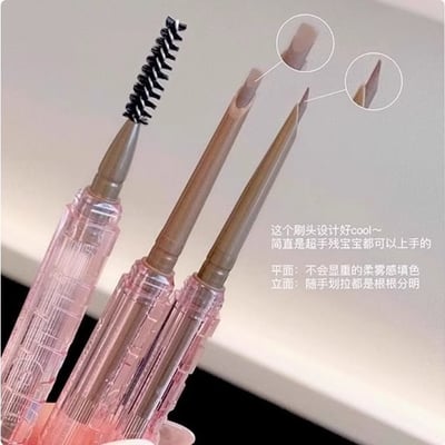 【FLORTTE 花洛莉亞】正品 免削防水小半圓砍刀眉粉筆兩隻組 棕咖+摩卡3