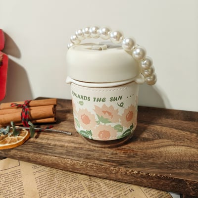 氣質珍珠掛練玻璃吸管式水杯2