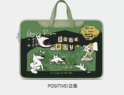 呆萌白白狗綠色系多功能旅行電腦包6