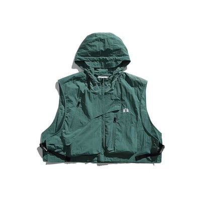 山系機能連帽短款背心 日系戶外多口袋坎肩・男女同款情侶背心5