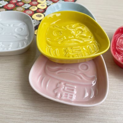 日式招福達摩陶瓷醬料碟 可愛浮雕小碟芥末醬油碟6