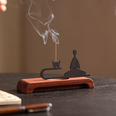 中式禪意悟道小僧線香座 靜心冥想香插擺2