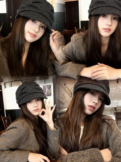 新款出口日本 平頂褶皺山本羊毛堆堆帽5