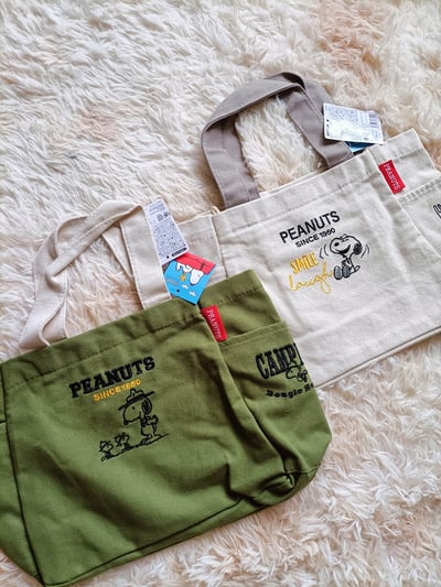 日本直送Snoopy帆布刺繡手提包  買一送一  現貨免運1